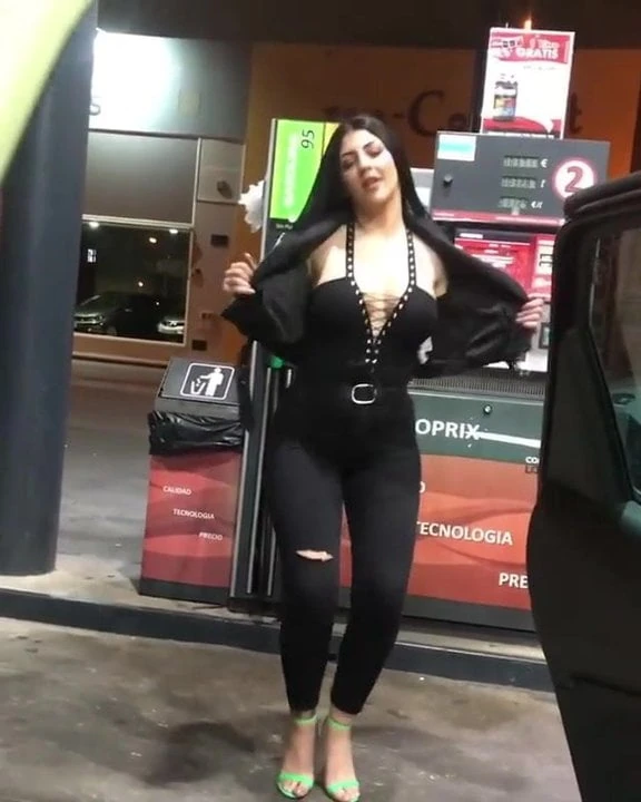 Sexy dancing at petrol station