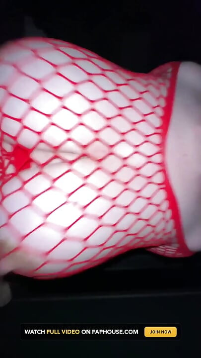 Massive Boobs Pregnant Girl in Red Mesh Rides Cock Then Doggy Fuck