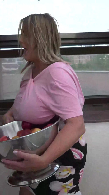 She Brings Him Apples and Her Big Tits to Touch and Fuck