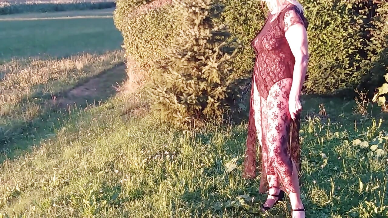 Granny Is Wearing a Sheer Bodysuit Outside