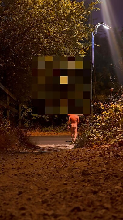 Undressing in view of traffic and walking naked in the road