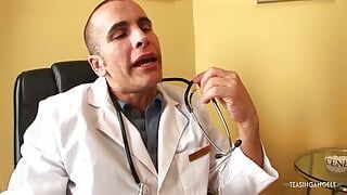 Doctor fucks and spanks a slutty patient in his office