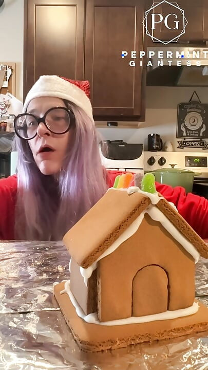 73 Giantess in 8-inch Heels Decorates a Gingerbread Village