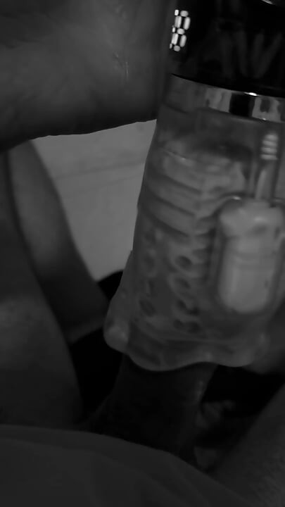 Teasing my monster cock with my toy