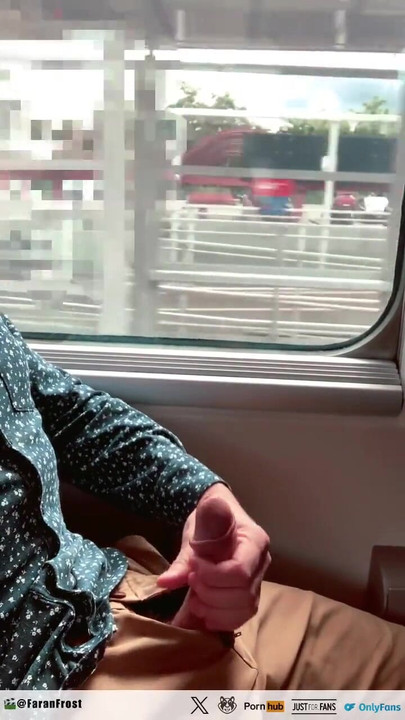 Stunning moment from "Cumming multiple times on public transport. Cumshots on the train, very risky."