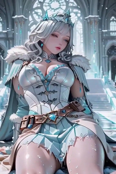 Silver-haired Ice Queen! Kneeling in the Frozen Castle, Her Cold Armor Hides so Many Secrets.
