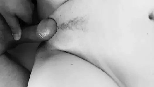 Penetrating pussy of my wife with my small cut cock