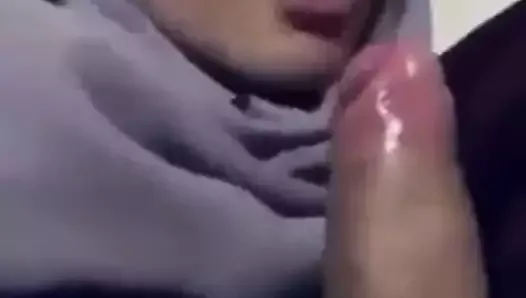 Hijabi eating a monster cock