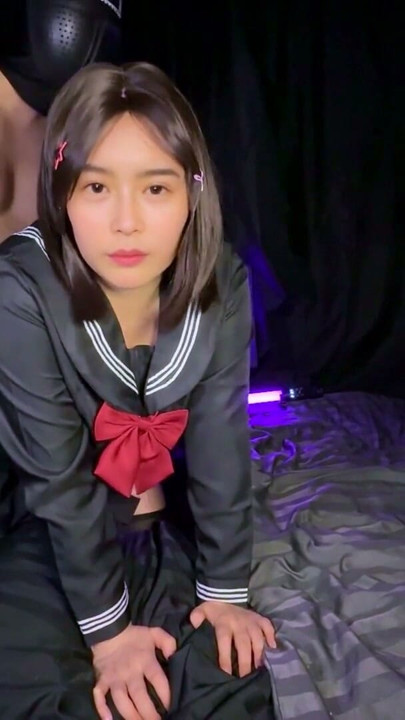 Creampie massive overflow with cute student girl in uniform. | Clip 1