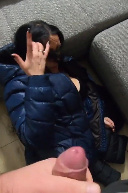 A Lot of Cum on My Down Jackets While Wearing Long Boots and Sexy Clothes 212