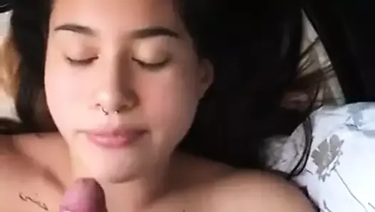 Gorgeous Latina Sucking Cock & Swallowing Cum