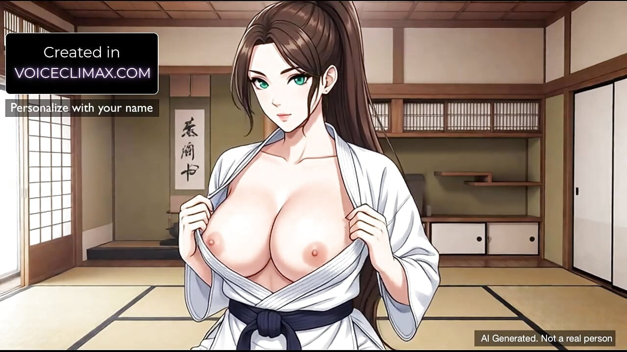 Karate öğretmeni büyük göğüslerini teşhir ediyor ve deneme karate sınıfında boş dojoda asmr 31 seansına başlıyor - hentai f4m anime
