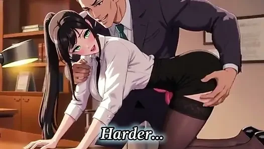 Big tits secretary gets bent over the desk by her boss for fucking private meeting