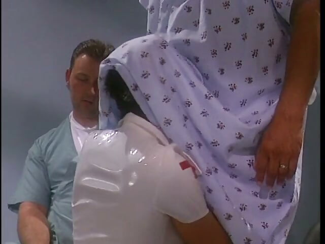 Slutty brunette nurse with big boobs in hot action