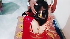 Frisch verheiratetes indisches mädchen hat hardcore-sex in einer sari