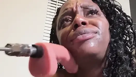 Ebony Fucks Throat and Squirt Uncontrollably