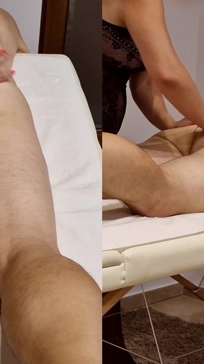 Emotional moment from "Full Body Massage With Happy Ending - MILF Stepmom Rides My Cock And Gets Creampie"
