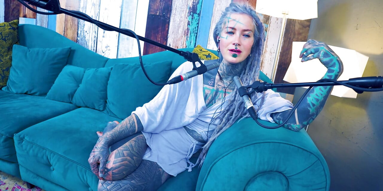 I talk about S - Shame - ASMR podcast SFW talking goth skinny girl dreadlocks tattoo model inked girl