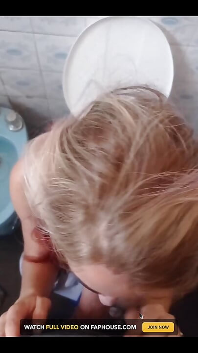 Sucking His Cock While on the Toilet