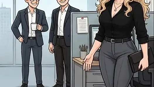 Spicy Cassandra has fun inside office