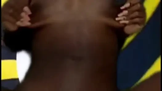 Sperm Hungry Ugandan Slut Plays with Filled Condoms