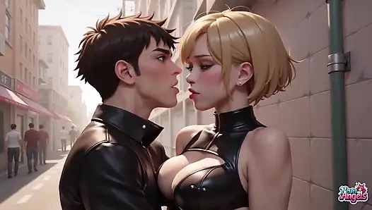 Pirang bermata biru melakukan apa pun yang Anda inginkan