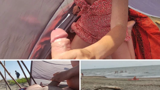 Ma femme me fait jouir devant des inconnus sur une plage naturiste