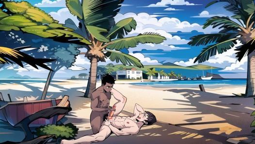 Гей-хентай-анимация на нудистском пляже