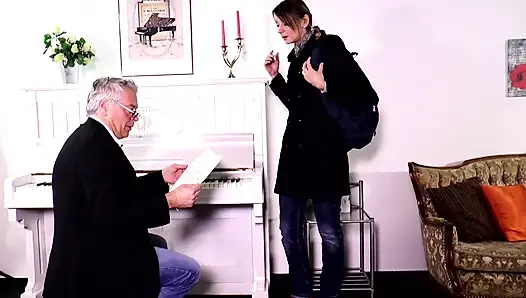 Horny piano lesson with final surprise!