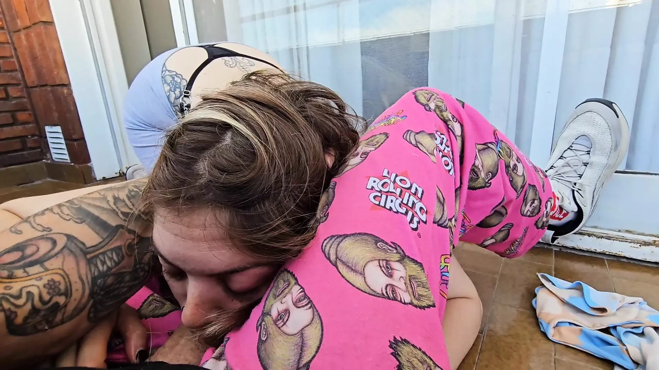 With my wife smoking one on the balcony she got hot and ended up sucking