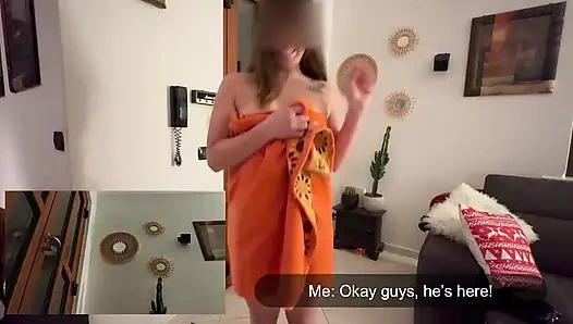 Pizza Delivery Guy Gets an Accidental Flash From Nude Girl - Towel Drops