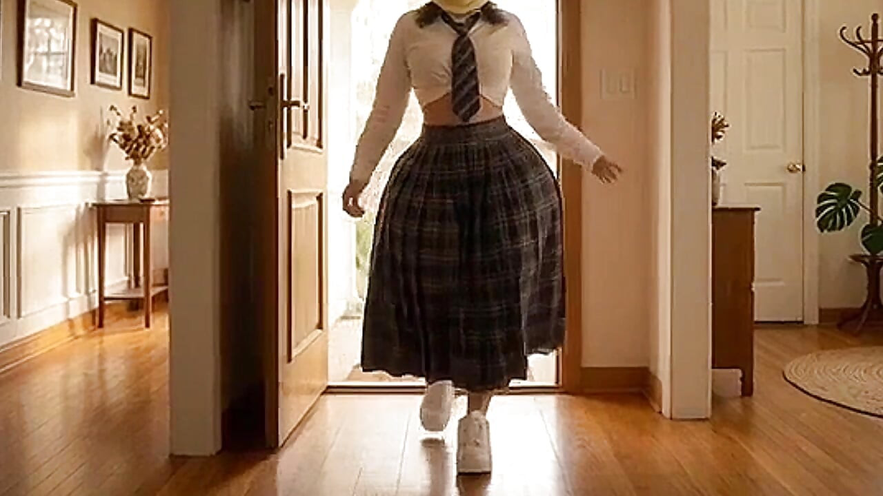 Petite Big Ass Schoolgirl Teasing at Home