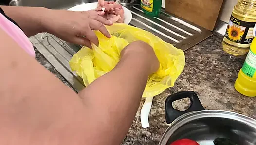 Zara Charm Striptease In Lingerie Making Lunch And Flashing Breasts