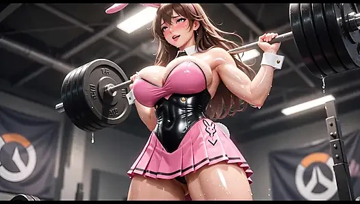 Sweaty Futa Bunny Gym Heavy Squats Ahegao Fuck Compilation