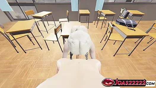 College nadine 3D Animation - handjob auf großem schwanz, schlampiger blowjob-klassenzimmer-action mit stöhnen, gloryhole spermaschlucken