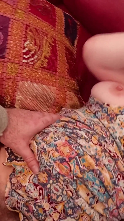 Snuggling with stepmom on the couch and accidental creampie | Clip 2