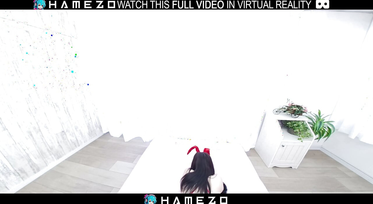 Horny Japanese girl in a bunny costume,Runa Kisaragi,moans during intense sex,in VR.