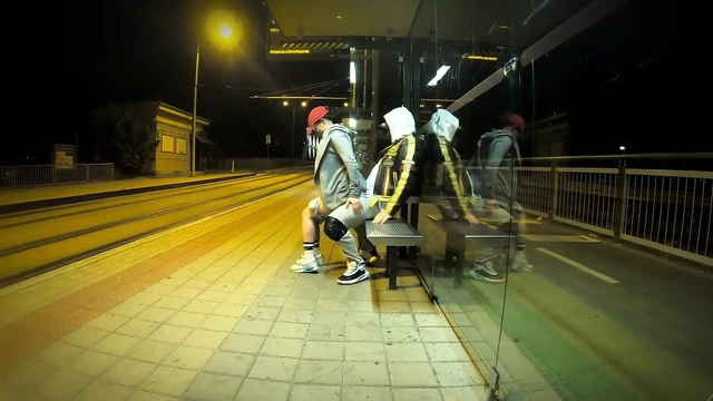 Really Risky Sex at a Bus Stop with a Young Stepsis That Ends with an Orgasm and a Cumshot