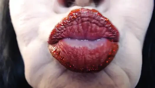 Lippenstift anwendung, lange entenlippen