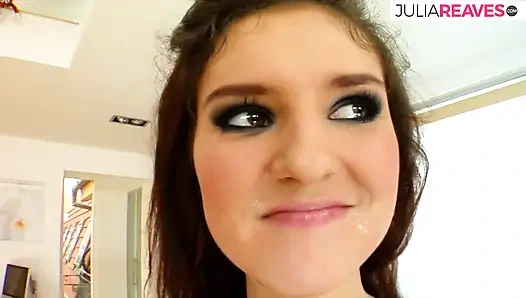 Threesome fuck with anal and all the cum in her mouth