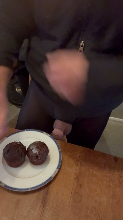 My little cock cumming on muffins, yummy warm cum.