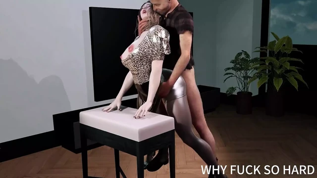 Зрелая милфа с большими сиськами изменяет с большим старым хуем 3D