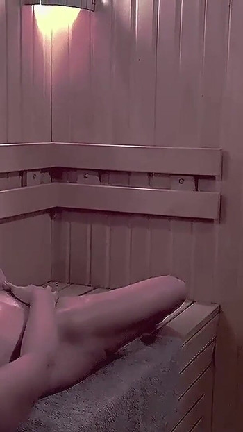 Thrilling moment from "Stranger peeping on a hot MILF masturbating in a public sauna"
