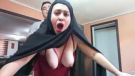 My Indian stepmother, who wears a hijab, gets careless in the kitchen and we end up having rough sex.