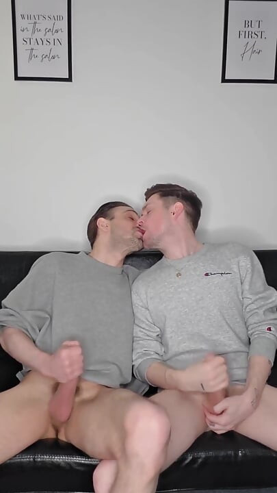 Hung Uncut Brotosh Lads Side by Side Masturbation