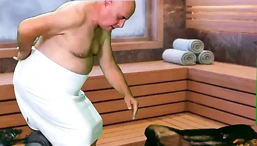 Garabas ve Olga ile ateşli sauna keyfi