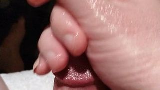Edging session cumshot with cock ring.