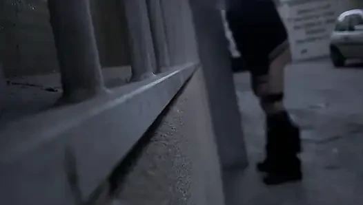 Amateur Boys Pissing in the Street, One Tries a Quick Blowjob