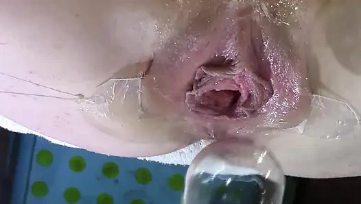 7 Very Close Spread Pussy Fucking with Dildo and Glass