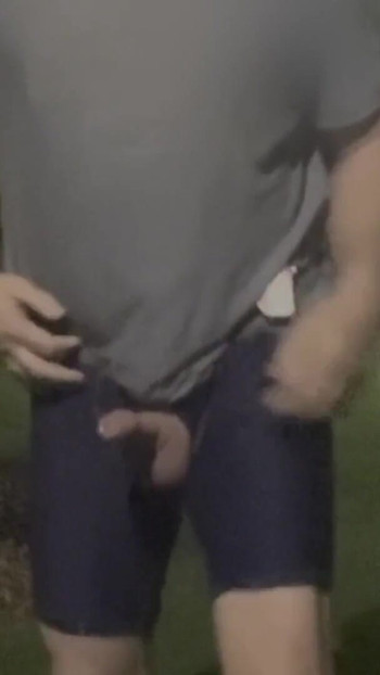 Powerful moment from "Heading out to the park nude to take a piss and flash cock"